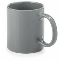 Koffie mokken/bekers - 1x - keramiek - glans - met oor - grijs - 370 ml Koffie mokken/bekers - 1x - keramiek - glans - met oor - grijs - 370 ml