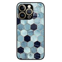 iPhone 14 Pro glazen hardcase - Blue cubes