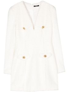 Balmain robe en tweed à coupe courte - Blanc