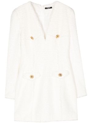 Balmain robe en tweed à coupe courte - Blanc