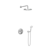 Hotbath Buddy - Inbouw Regendoucheset - Thermostatisch - Wandarm 35 cm - Hoofddouche 250 mm - Ronde Handdouche 3 Standen - met 2-Weg Stop-Omstel - Waterbesparend - V01