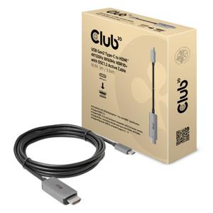 club3D CAC-1587 HDMI-kabel USB-C / HDMI Aansluitkabel USB-C stekker, HDMI-A-stekker 3.00 m Zwart/grijs