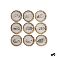 Schilderij Home ESPRIT Natuurlijk Mediterrane Schelp 30 x 2 x 30 cm (9 Stuks)