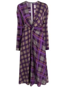 Alberta Ferretti robe mi-longue en soie à carreaux - Violet