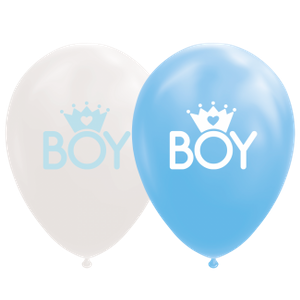 Ballonnen Geboorte Boy Blauw/Wit (8st)