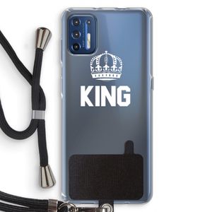 King zwart: Motorola Moto G9 Plus Transparant Hoesje met koord