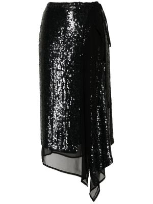 P.A.R.O.S.H. jupe Glare ornée de sequins - Noir