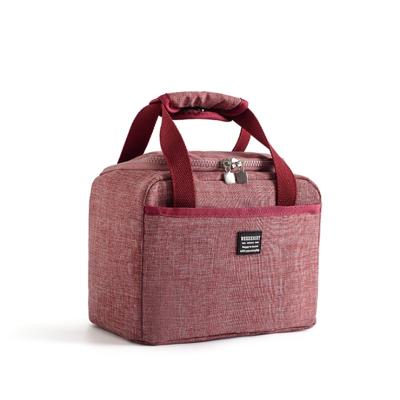 2 stks waterdichte lunch tassen Oxford reizen noodzakelijk picknick zakje diner vak voedsel geval (donkerrood)
