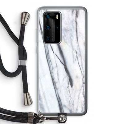 Gestreepte marmer: Huawei P40 Pro Transparant Hoesje met koord
