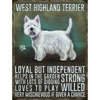 Metalen muurplaat West Higland terrier 30 x 40 cm