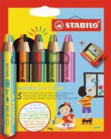 STABILO woody 3in1 duo kleurpotlood, etui van 5 stuks, assorti