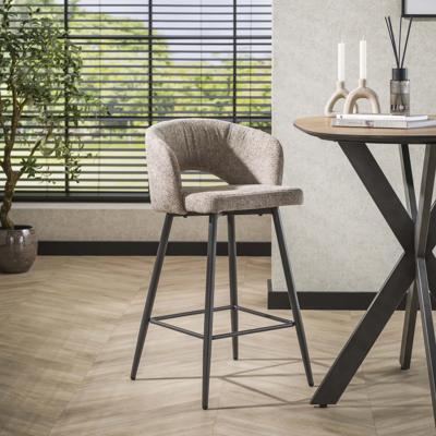 LifestyleFurn Barstoel 'Arnie' Renegade stof, kleur Zand (zithoogte 69cm)