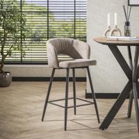 LifestyleFurn Barstoel 'Arnie' Renegade stof, kleur Zand (zithoogte 69cm)