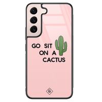 Samsung Galaxy S22 glazen hardcase - Go sit on a cactus Samsung Galaxy S22 glazen hardcase - Go sit on a cactus