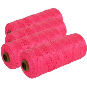 4x Touw/uitzetkoord roze 1,5 mm x 200 m