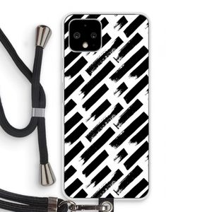 Zwarte vegen: Pixel 4 Transparant Hoesje met koord