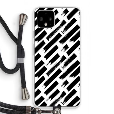 Zwarte vegen: Pixel 4 Transparant Hoesje met koord