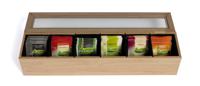 Cookinglife Theedoos - Theekist - Bruin - 6-vaks - Met Fluwelen Binnenkant - 43 x 9 cm