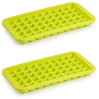 2x stuks Trays met Cocktail ijsblokjes/ijsklontjes vormen 50 vakjes kunststof groen