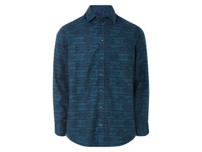 LIVERGY Flanellen heren overhemd (M (39/40), Navy/blauw/print)