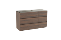 Storke Edge staand badmeubel 130 x 52 cm notenhout met Diva asymmetrisch linkse wastafel in top solid zijdegrijs - thumbnail