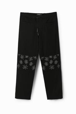 Broek met gebloemde details - BLACK - 32 Broek met gebloemde details - BLACK - 32