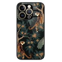 iPhone 14 Pro glazen hardcase - Tijger jungle