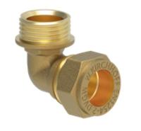 Kirchhoff Messing overgangshoek 90°, blank, 15 mm x 1/2"AG, klemkoppeling voor koperen buis - 989452217
