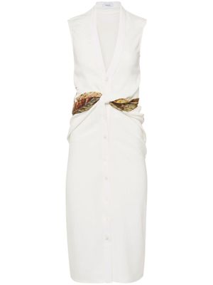 Ferragamo robe mi-longue à ceinture torsadée - Blanc
