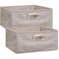 Opbergmand/kastmand - Set van 2x stuks - beige - linnen - 14 liter - 31 x 31 x 15 cm - Opbergbox - V