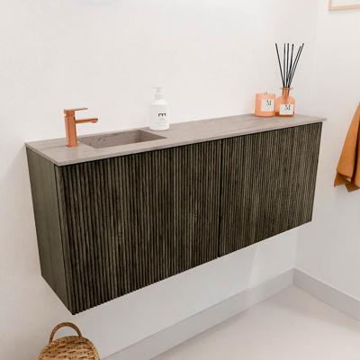 Toiletmeubel Mondiaz Joya Dlux | 100 cm | Meubelkleur Shadow | Faye wastafel Saba Wasbak Links | 1 kraangat