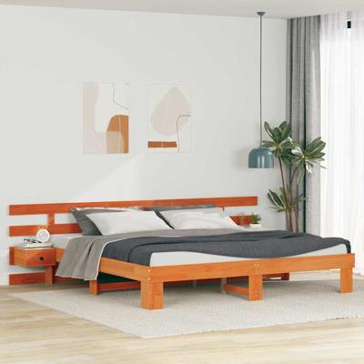 Bedframe met lade Bruin 200 x 200 cm Massief grenenhout