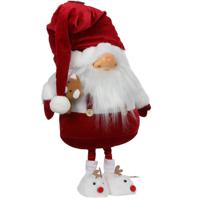 Decoratie pop - gnome kerstman - 68 cm - rood/wit - staand - kerstdecoratie - thumbnail