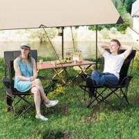 Campingstoel met Afneembare Voetensteun & Verstelbare Rugleuning & Hoofdsteun Visstoel Grijs