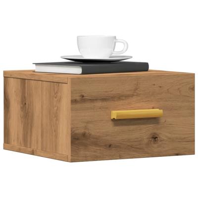 Nachtkastjes 2 st wandgemonteerd 35x35x20 cm artisanaal eiken
