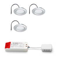 Set LED-inbouwspot Modena zilver 3W dimbaar 3-6 stuks
