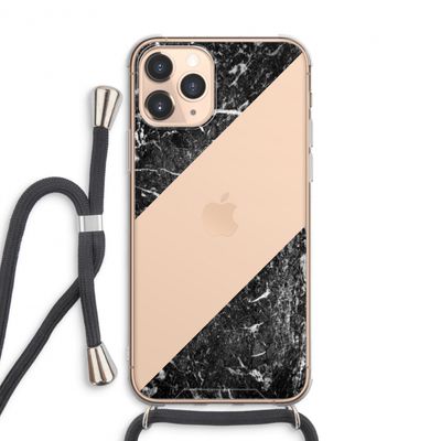 Zwart marmer: iPhone 11 Pro Max Transparant Hoesje met koord