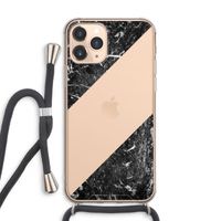 Zwart marmer: iPhone 11 Pro Max Transparant Hoesje met koord