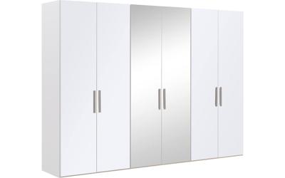 Goossens Kledingkast Easy Storage Ddk, Kledingkast 304 cm breed, 220 cm hoog, 4x glas draaideur en 2x spiegel draaideur midden