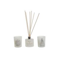 Kaarsenset DKD Home Decor Wit Kerstmis 5 x 5 x 6 cm