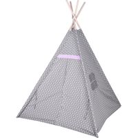 Tipi speeltent voor kinderen 103 x 160 cm - grijs - sterren - thumbnail