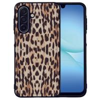 Leopard Samsung Galaxy A17 Hoesje | Zwarte TPU Randen PU Kunstleer