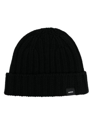 ASPESI bonnet nervuré à patch logo - Noir