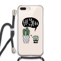 Hey you cactus: iPhone 8 Plus Transparant Hoesje met koord