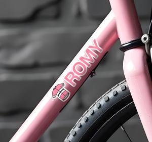 Gepersonaliseerd roze wielershirt fiets sticker
