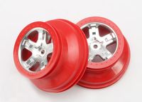 Wheels, sct satin chrome, red beadlock style, dual profile (2.2" outer, 3.0" inner) (rear) (2) - thumbnail