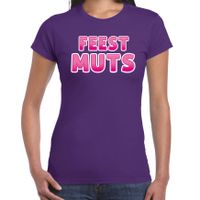 Verkleed t-shirt voor dames - Feest muts - paars/roze - carnaval - thumbnail