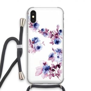 Waterverf bloemen: iPhone X Transparant Hoesje met koord