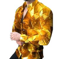 Voor heren Overhemd Ster Grafische prints Geometrie Strijkijzer Wit Marine Blauw blauw Paars Goud Buiten Straat Lange mouw Afdrukken Button-omlaag Kleding Modieus Streetwear Ontwerper Zacht Lightinthebox - thumbnail