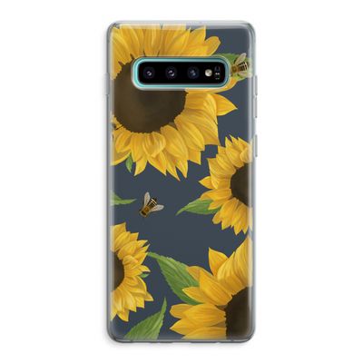 Sunflower and bees: Samsung Galaxy S10 Plus Transparant Hoesje